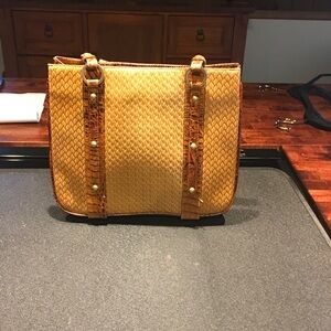 Brahmin Tan and Brown Tote Bag